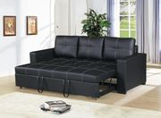 Black faux leather convertible sofa / sofa bed by Poundex additional picture 2