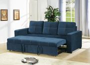Navy polyfiber fabric convertible sofa by Poundex additional picture 2