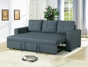 Blue gray fabric sofa bed in polyfiber fabric by Poundex additional picture 2