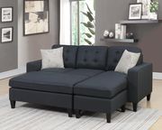 Reversible polyfiber black sectional + ottoman set by Poundex additional picture 2