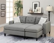 Reversible gray polyfiber sectional + ottoman set by Poundex additional picture 2
