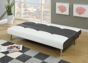 Ash/white affordable sofa bed in leatherette by Poundex additional picture 2