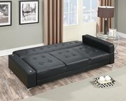 Black faux leather sofa bed by Poundex additional picture 2
