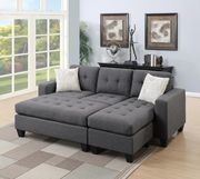 Blue/gray 2 pcs sectional sofa and ottoman set by Poundex additional picture 2