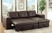 Convertible espressso leather sectional sofa w/ storage by Poundex additional picture 2