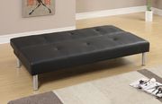 Black faux leather sofa bed in casual style by Poundex additional picture 2