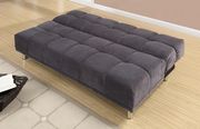 Gray microfiber adjustable sofa / sofa bed by Poundex additional picture 2