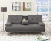 Casual style slate gray sofa bed with optional chaise lounge by Poundex additional picture 3