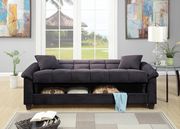 Ebony dark gray microfiber adjustable sofa bed by Poundex additional picture 3