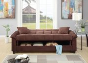 Chocolate microfiber adjustable sofa bed additional photo 3 of 2