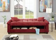 Red microfiber adjustable sofa bed additional photo 3 of 2