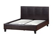 14-slat modern bed in dark brown faux leather by Poundex additional picture 2