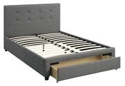 Gray fabric storage drawer bed w/ tufted hb additional photo 2 of 1