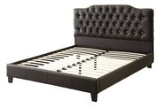 Simple casual bed in black leatherette by Poundex additional picture 2