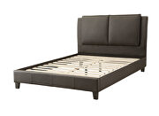 Espresso brown pu leather king bed w/ platform by Poundex additional picture 2