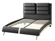 Platform full size bed in black faux leather by Poundex additional picture 2