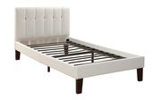 White twin bed in faux leather w/ platform by Poundex additional picture 2