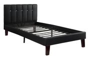 Black faux leather kids platform bed by Poundex additional picture 2