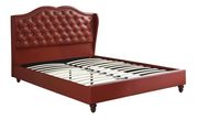 Burgundy faux leather platform king size bed by Poundex additional picture 2