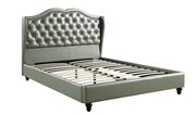 Silver faux leather platform full size bed by Poundex additional picture 2