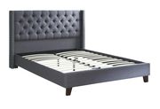 Blue/gray polyfiber tufted hb bed w/ platform by Poundex additional picture 2