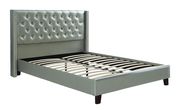 Silver faux leather tufted hb bed w/ platform by Poundex additional picture 2