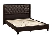 Espresso faux leather tufted hb bed w/ platform by Poundex additional picture 2