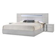 Minimal design gray lacquer bed w/ platform additional photo 2 of 6