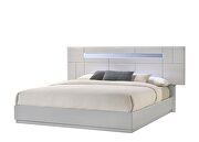Minimal design gray lacquer bed w/ platform additional photo 3 of 6