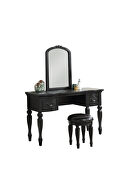 Black vanity + stool set in traditional style by Poundex additional picture 2