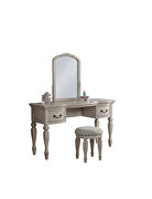 Antique white vanity + stool set in traditional style by Poundex additional picture 2