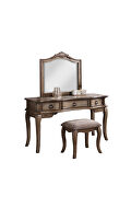 Antique oak vanity + stool set by Poundex additional picture 2