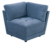 Dark blue waffle suede 6-pcs sectional set additional photo 2 of 3