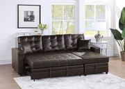 Espresso leatherette tufted sectional w/ bed & storage by Poundex additional picture 2