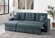 Blue gray polyfiber linen like fabric sectional additional photo 2 of 1