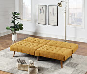 Adjustable sofa bed in mustard yellow polyfiber by Poundex additional picture 2