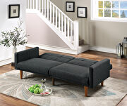 Black fabric adjustable sofa bed in polyfiber by Poundex additional picture 2