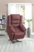 Power lift recliner chair in paprika red velvet by Poundex additional picture 2