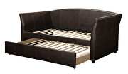 Espresso faux leather day bed w/trundle additional photo 2 of 1