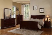 Cherry finish casual style slat king size bed by Poundex additional picture 2