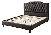 Black faux leather upholstery queen size bed by Poundex additional picture 2
