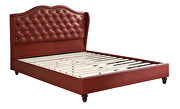 Burgundy faux leather upholstery queen bed by Poundex additional picture 2