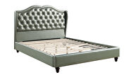 Silver faux leather upholstery queen bed by Poundex additional picture 2