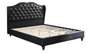 Black faux leather upholstery queen bed w/ curved headboard by Poundex additional picture 2