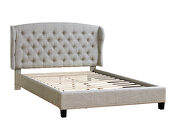 Beige polyfiber fabric upholstery queen bed by Poundex additional picture 2