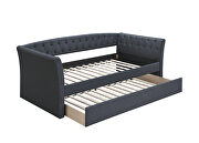 Charcoal burlap fabric daybed w/trundle by Poundex additional picture 2