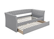 Light gray burlap day bed w/trundle additional photo 2 of 1