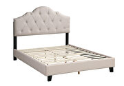 Beige polyfiber fabric upholstery queen bed by Poundex additional picture 2
