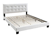 White faux leather upholstery queen bed by Poundex additional picture 2