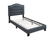 Charcoal burlap upholstery twin bed by Poundex additional picture 2